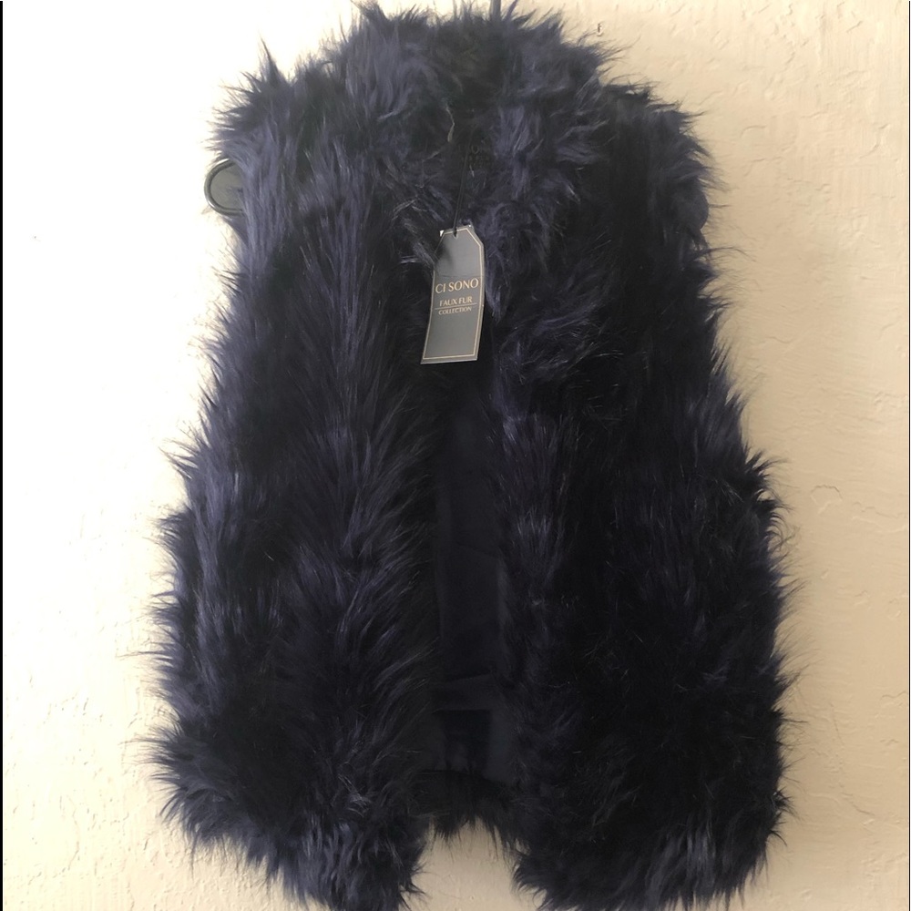 Midnight Navy Faux Fur vest